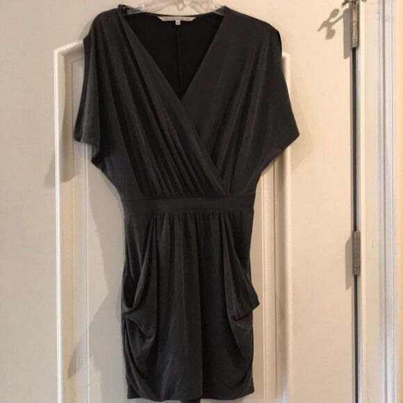RACHEL ROY Gray Sleeveless V Neck Faux Wrap Midi - Picture 1 of 6